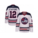 Men's Reebok Winnipeg Jets #12 Drew Stafford Authentic White 2016 Heritage Classic NHL Jersey