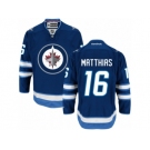 Men's Reebok Winnipeg Jets #16 Shawn Matthias Authentic Navy Blue Home NHL Jersey