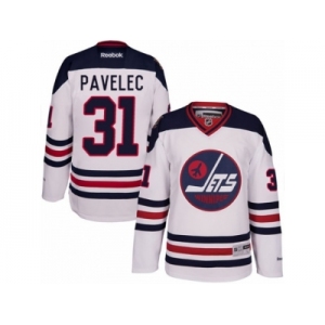 Men's Reebok Winnipeg Jets #31 Ondrej Pavelec Authentic White 2016 Heritage Classic NHL Jersey