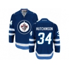 Men's Reebok Winnipeg Jets #34 Michael Hutchinson Authentic Navy Blue Home NHL Jersey