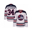 Men's Reebok Winnipeg Jets #34 Michael Hutchinson Authentic White 2016 Heritage Classic NHL Jersey