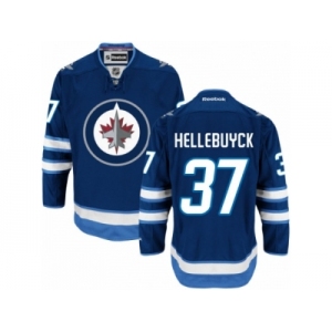 Men's Reebok Winnipeg Jets #37 Connor Hellebuyck Authentic Navy Blue Home NHL Jersey