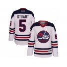 Men's Reebok Winnipeg Jets #5 Mark Stuart Authentic White 2016 Heritage Classic NHL Jersey