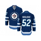 Men's Reebok Winnipeg Jets #52 Jack Roslovic Authentic Navy Blue Home NHL Jersey