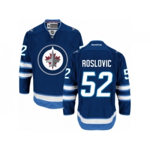 Men's Reebok Winnipeg Jets #52 Jack Roslovic Authentic Navy Blue Home NHL Jersey