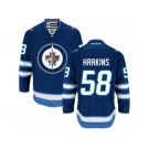 Men's Reebok Winnipeg Jets #58 Jansen Harkins Authentic Navy Blue Home NHL Jersey