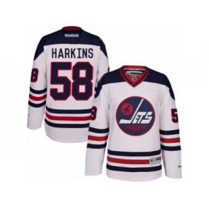 Men's Reebok Winnipeg Jets #58 Jansen Harkins Authentic White 2016 Heritage Classic NHL Jersey
