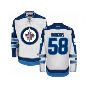 Men's Reebok Winnipeg Jets #58 Jansen Harkins Authentic White Away NHL Jersey