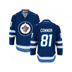 Men's Reebok Winnipeg Jets #81 Kyle Connor Authentic Navy Blue Home NHL Jersey