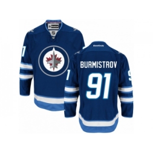 Men's Reebok Winnipeg Jets #91 Alexander Burmistrov Authentic Navy Blue Home NHL Jersey