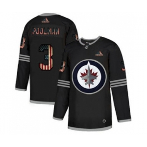 Men's Winnipeg Jets #3 Tucker Poolman Black USA Flag Limited Hockey Jersey