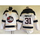 Men's Winnipeg Jets #31 Ondrej Pavelec White Sawyer Hooded Sweatshirt Stitched NHL Jersey