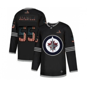 Men's Winnipeg Jets #55 Mark Scheifele Black USA Flag Limited Hockey Jersey