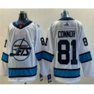 Men's Winnipeg Jets #81 Kyle Connor White 2022 Reverse Retro Stitched Jersey