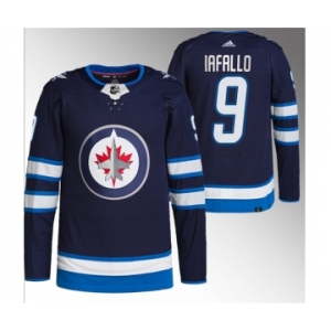 Men's Winnipeg Jets #9 Alex Iafallo Navy Stitched Jersey