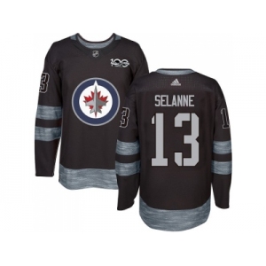 Winnipeg Jets #13 Teemu Selanne Black 1917-2017 100th Anniversary Stitched NHL Jersey