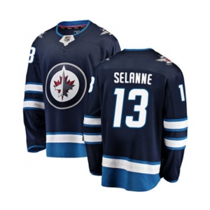 Winnipeg Jets #13 Teemu Selanne Fanatics Branded Navy Blue Home Breakaway NHL Jersey