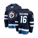 Winnipeg Jets #16 Laurie Boschman Fanatics Branded Navy Blue Home Breakaway NHL Jersey