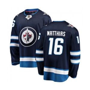 Winnipeg Jets #16 Shawn Matthias Fanatics Branded Navy Blue Home Breakaway NHL Jersey