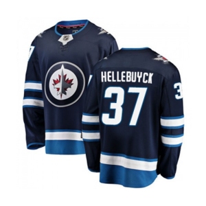 Winnipeg Jets #37 Connor Hellebuyck Fanatics Branded Navy Blue Home Breakaway NHL Jersey