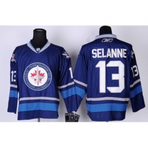 nhl Winnipeg Jets #13 Teemu Selanne Blue New Jersey