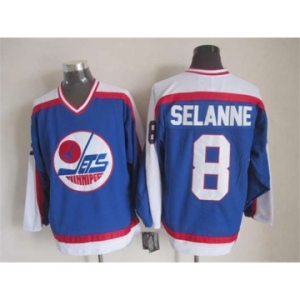 nhl jerseys winnipeg jets #8 selanne blue[m&n][selanne]