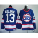 nhl jets #13 selanne blue ccm