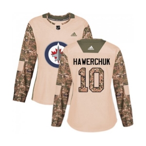Women Adidas Winnipeg Jets #10 Dale Hawerchuk Authentic Camo Veterans Day Practice NHL Jersey