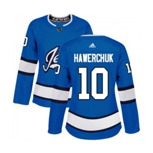 Women Adidas Winnipeg Jets #10 Dale Hawerchuk Premier Blue Alternate NHL Jersey