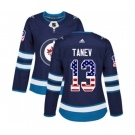 Women Adidas Winnipeg Jets #13 Brandon Tanev Authentic Navy Blue USA Flag Fashion NHL Jersey