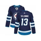 Women Adidas Winnipeg Jets #13 Teemu Selanne Navy Blue Home Authentic Stitched NHL Jersey
