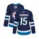 Women Adidas Winnipeg Jets #15 Matt Hendricks Authentic Navy Blue Home NHL Jersey