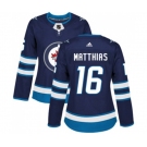 Women Adidas Winnipeg Jets #16 Shawn Matthias Authentic Navy Blue Home NHL Jersey
