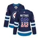 Women Adidas Winnipeg Jets #16 Shawn Matthias Authentic Navy Blue USA Flag Fashion NHL Jersey