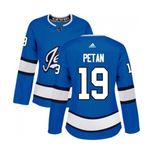 Women Adidas Winnipeg Jets #19 Nic Petan Premier Blue Alternate NHL Jersey