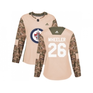 Women Adidas Winnipeg Jets #26 Blake Wheeler Camo Authentic 2017 Veterans Day Stitched NHL Jersey