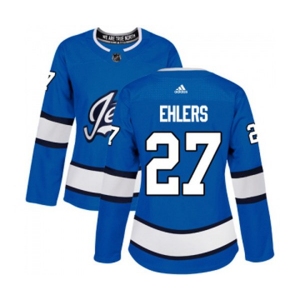 Women Adidas Winnipeg Jets #27 Nikolaj Ehlers Premier Blue Alternate NHL Jersey