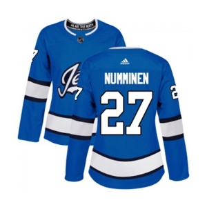 Women Adidas Winnipeg Jets #27 Teppo Numminen Premier Blue Alternate NHL Jersey