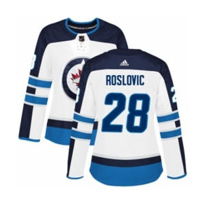 Women Adidas Winnipeg Jets #28 Jack Roslovic Authentic White Away NHL Jersey