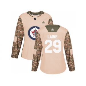 Women Adidas Winnipeg Jets #29 Patrik Laine Camo Authentic 2017 Veterans Day Stitched NHL Jersey