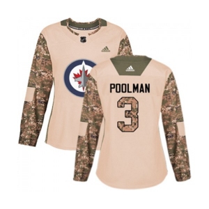 Women Adidas Winnipeg Jets #3 Tucker Poolman Authentic Camo Veterans Day Practice NHL Jersey