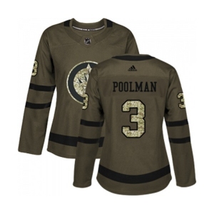 Women Adidas Winnipeg Jets #3 Tucker Poolman Authentic Green Salute to Service NHL Jersey