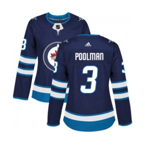 Women Adidas Winnipeg Jets #3 Tucker Poolman Authentic Navy Blue Home NHL Jersey