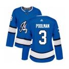 Women Adidas Winnipeg Jets #3 Tucker Poolman Premier Blue Alternate NHL Jersey