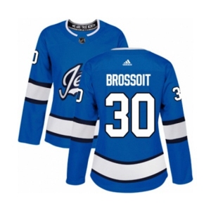 Women Adidas Winnipeg Jets #30 Laurent Brossoit Premier Blue Alternate NHL Jersey