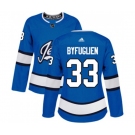 Women Adidas Winnipeg Jets #33 Dustin Byfuglien Authentic Blue Alternate NHL Jersey