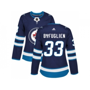 Women Adidas Winnipeg Jets #33 Dustin Byfuglien Navy Blue Home Authentic Stitched NHL Jersey