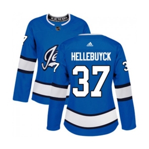 Women Adidas Winnipeg Jets #37 Connor Hellebuyck Premier Blue Alternate NHL Jersey