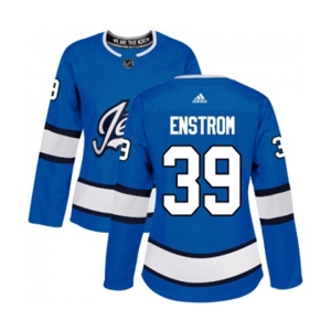 Women Adidas Winnipeg Jets #39 Tobias Enstrom Authentic Blue Alternate NHL Jersey