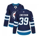 Women Adidas Winnipeg Jets #39 Tobias Enstrom Authentic Navy Blue Home NHL Jersey